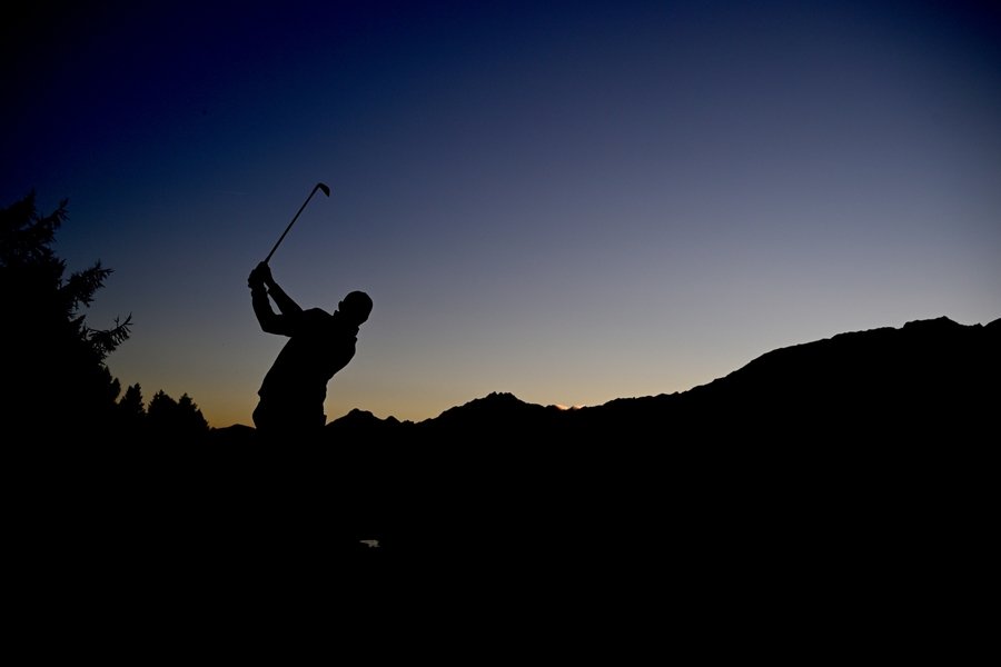 CRANS-MONTANA, SWITZERLAND - AUGUST 30: Matt Fitzpatrick of England plays his second shot on the 14th hole on day three of the Omega European Masters 2025 at Crans-sur-Sierre Golf Club on August 30, 2025 in Crans-Montana, Switzerland. (Photo by Stuart Franklin/Getty Images)